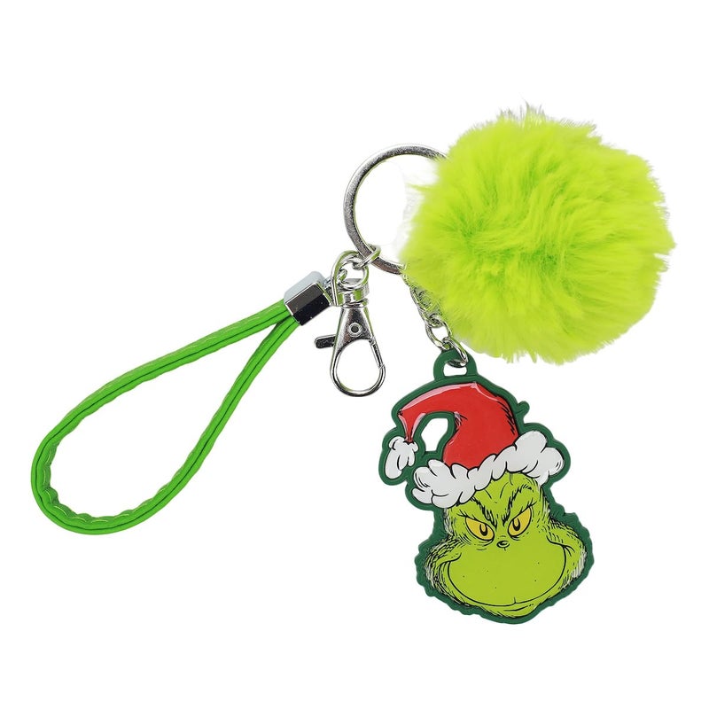 Bioworld Grinch Zinc Alloy Keychain with Green Pom Pom - Image 3
