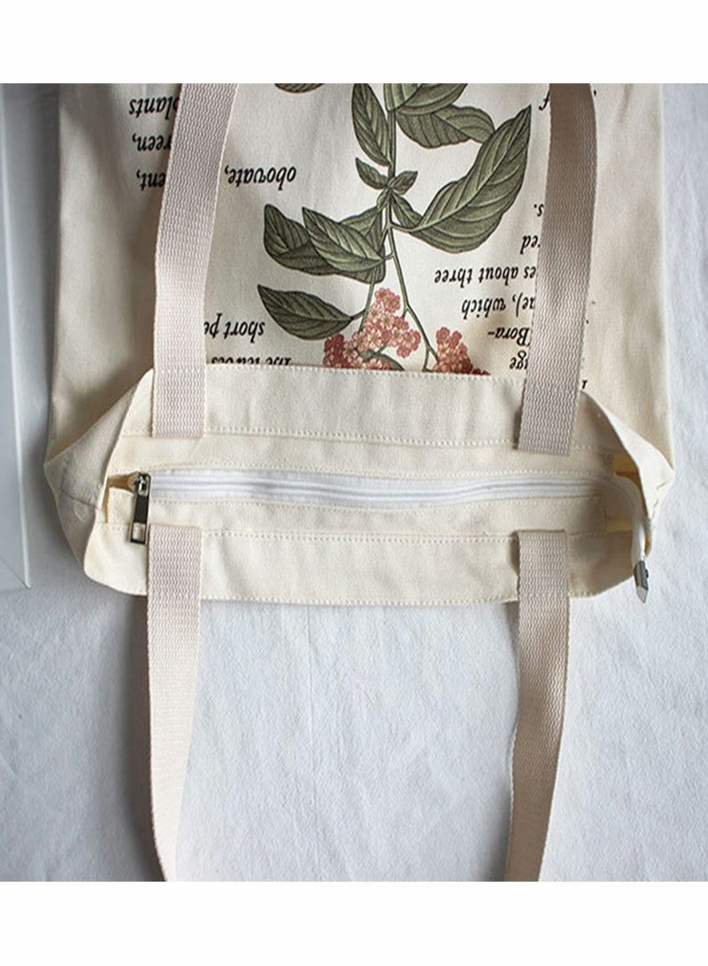 SOLARAE Printed Vintage Jute Bag Shopping Canvas Bag Women One Shoulder Fabric Bag Reusable Grocery Bag - Image 2