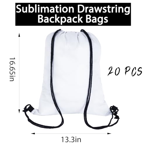 MAIKESUB 20 Pieces Sublimation Drawstring Backpack Bags Cinch Sack with String DIY Gym Sports Sackpack Lightweight - Image 2
