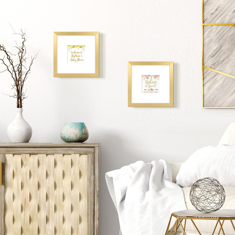 upsimples upsimples 8x8 Picture Frame  Display Pictures 4x4 with Mat or 8x8 Without Mat  Wall Hanging Photo Frame  Gold  1 Pack - Image 2