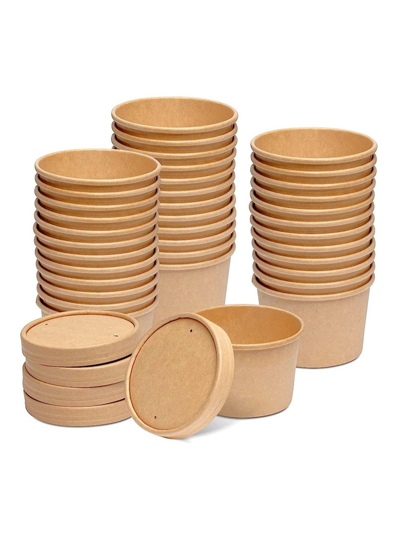 ProdelPak Soup Cups Brown With Paper Lid 20 Pieces - Image 1