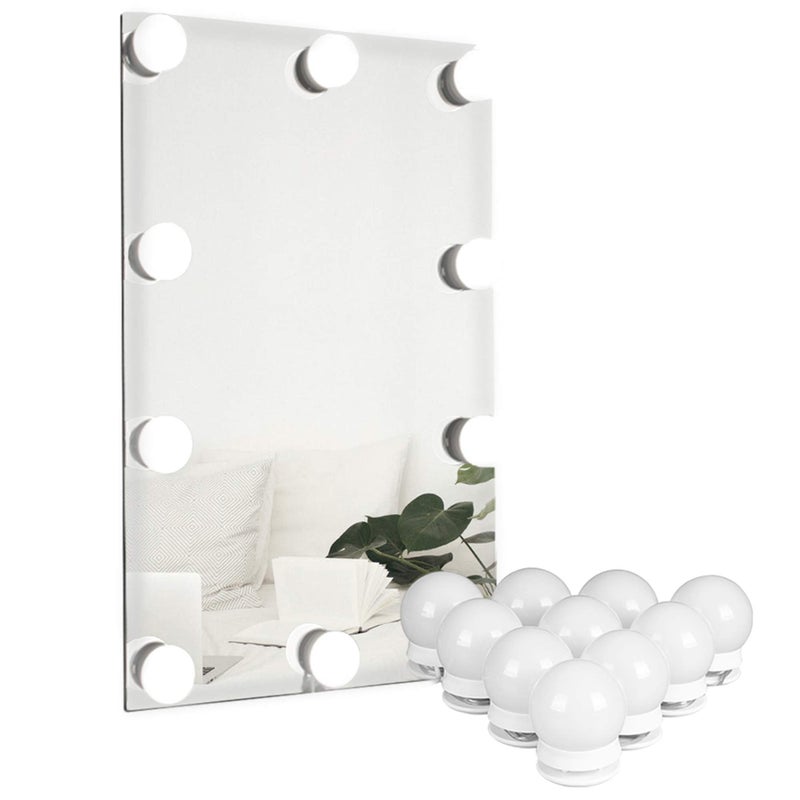 Waneway Waneway Vanity Lights for Mirror DIY Hollywood Lighted Makeup Mirror with Plug in Dimmable Lights Stick on LED Mirror Light Kit for Vanity Set for Bathroom Wall Mirror 10Bulb 