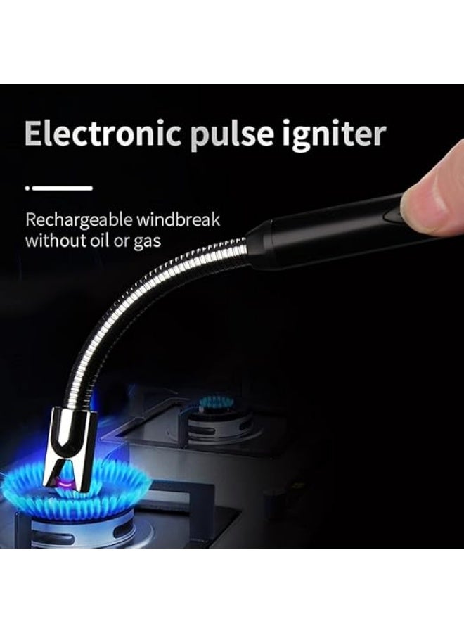 ولاعة إلكترونية بدون لهب مع مؤشر بطارية ليد، ولاعة USB قابلة لإعادة الشحن، مقاومة للرياح للمطبخ والشواء والشموع وبوتاجاز الغاز - Image 5