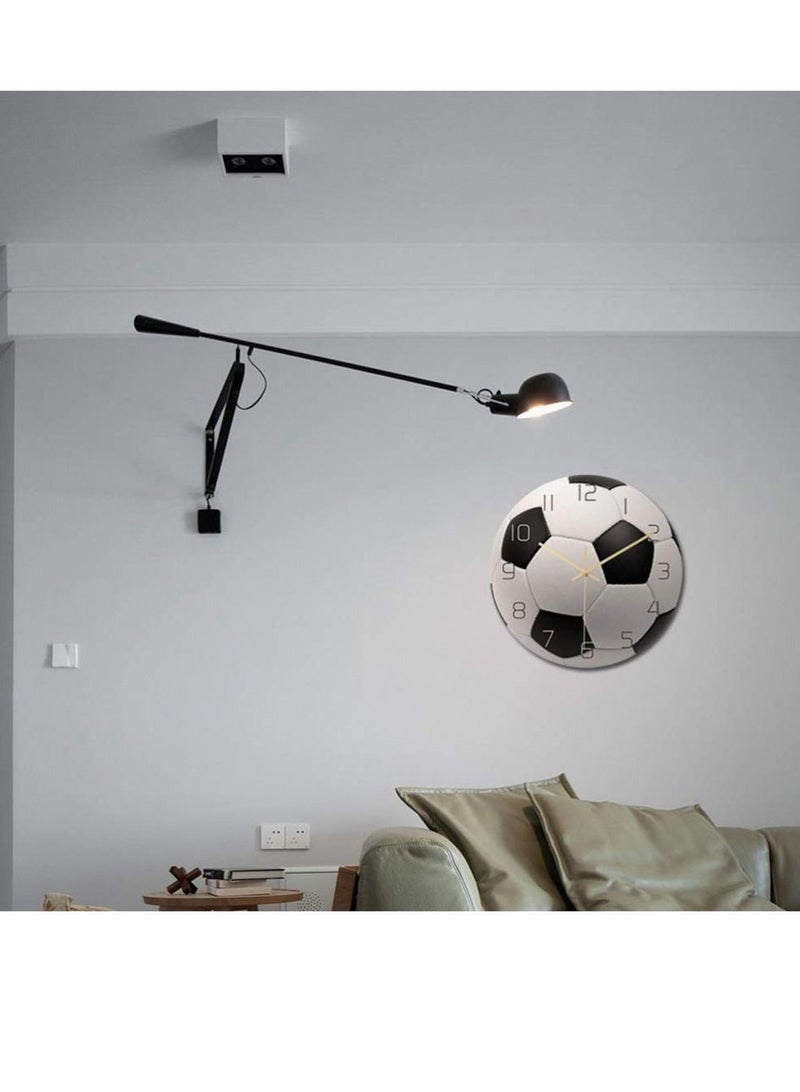 SYOSI Sports Wall Clock Soccer Mute Wall Clock Decorative Silent Clock for Living Room Bedroom Kids Room - Image 2