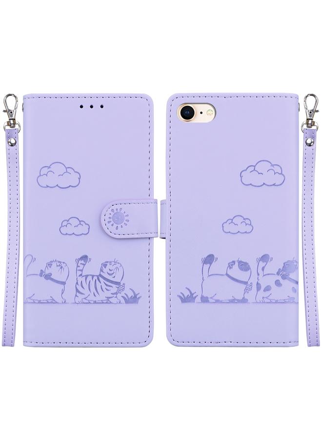 S-TOP Case For iPhone 7 / 8 / SE 2022 Cute Cats RFID Leather Phone Case - Image 1