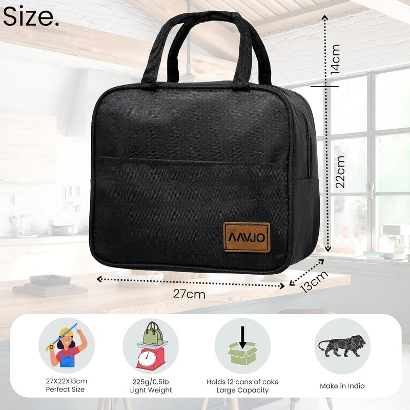 Aavjo Insulated Lunch Bag for Adults Leakproof Reusable Tote with High Capacity Perfect for Women Men Ideal for Work Travel and Outdoor Activities Black - Image 2