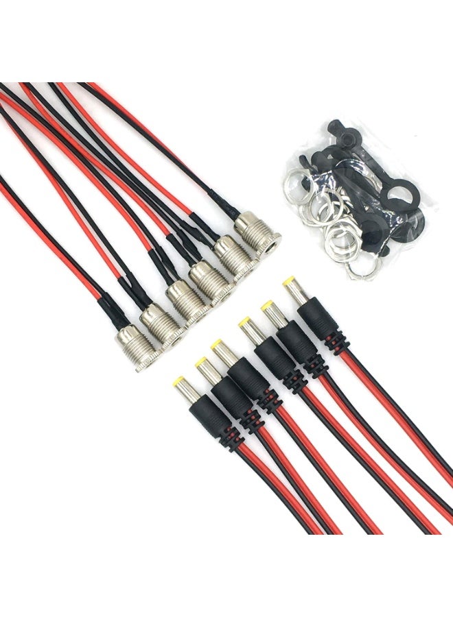 mm DC Power Jack Socket Threaded Female Panel Mount Connector Adapter with Dustproof Plug 6Pack - Image 1
