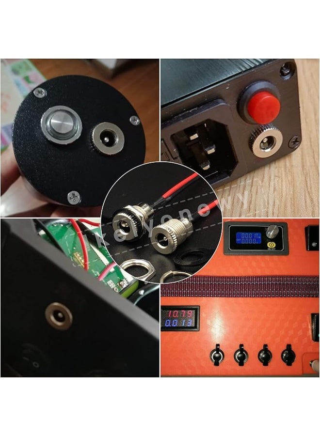 mm DC Power Jack Socket Threaded Female Panel Mount Connector Adapter with Dustproof Plug 6Pack - Image 2