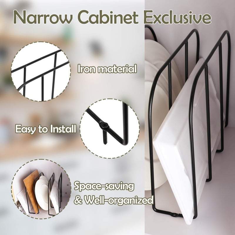 WANGDEFA 2 Pack Base Cabinet Tray Dividers 11.8 * 9 * 3inch Baking Sheet Organizer Rack Cookie Sheet Organizer Narrow U-shaped Wire Tray Divider Steel Cookware Holder with 3 Slots for Narrow cabinet - Image 3