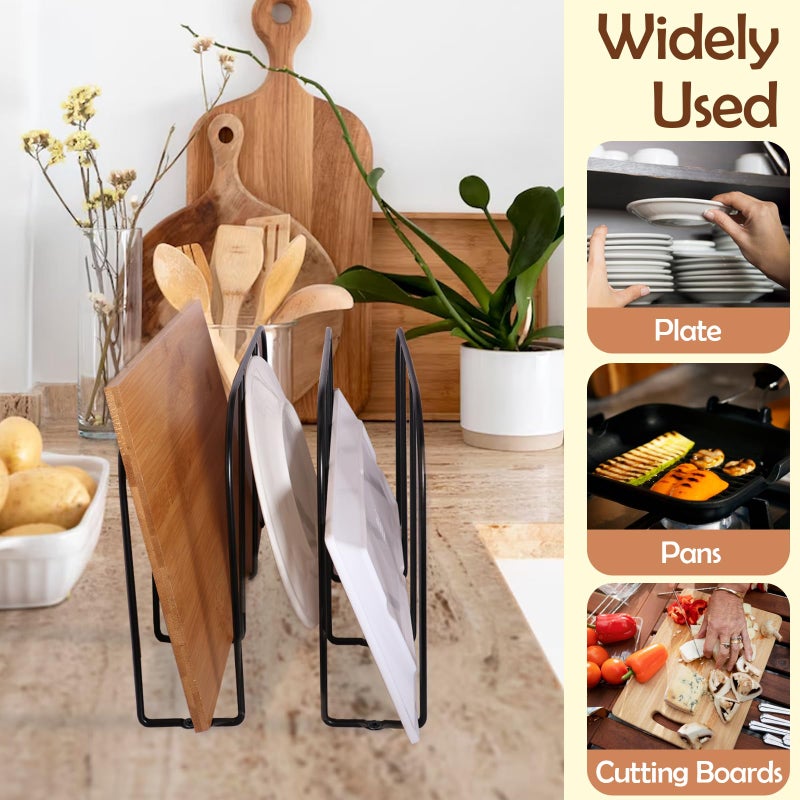 WANGDEFA 2 Pack Base Cabinet Tray Dividers 11.8 * 9 * 3inch Baking Sheet Organizer Rack Cookie Sheet Organizer Narrow U-shaped Wire Tray Divider Steel Cookware Holder with 3 Slots for Narrow cabinet - Image 5