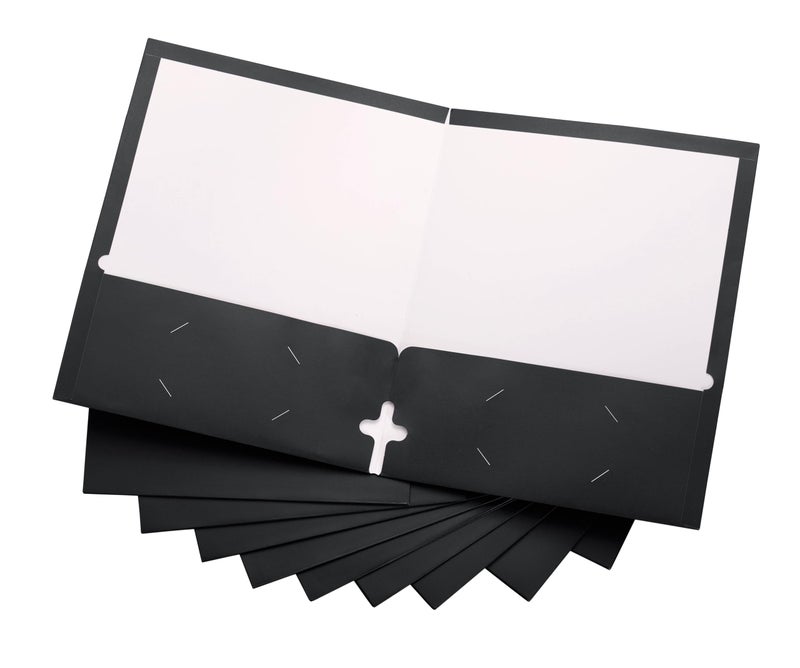 ACTIVITYYA 10 Pack Two Pocket Folders, Black, Strong Thick Paper Folders, for Letter Size, by ACTIVITYya - Image 1