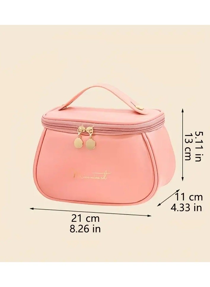 ORiTi Travel Cosmetic Bag For Women, Large Capacity Makeup Organizer Bag With Portable Handle Zipper Makeup Brush Holder, Makeup Bags For Women Toiletry Bag For Girls Traveling - Image 3