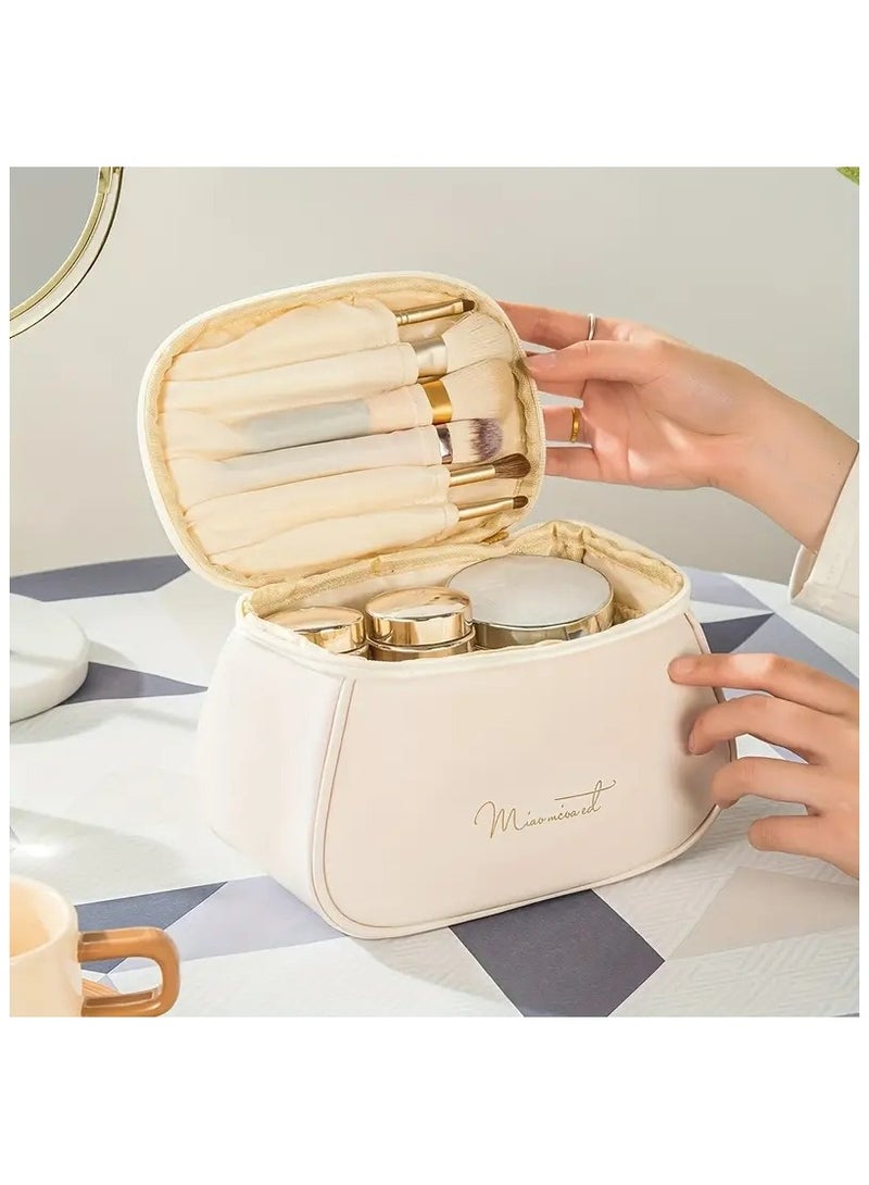 ORiTi Travel Cosmetic Bag For Women, Large Capacity Makeup Organizer Bag With Portable Handle Zipper Makeup Brush Holder, Makeup Bags For Women Toiletry Bag For Girls Traveling - Image 2