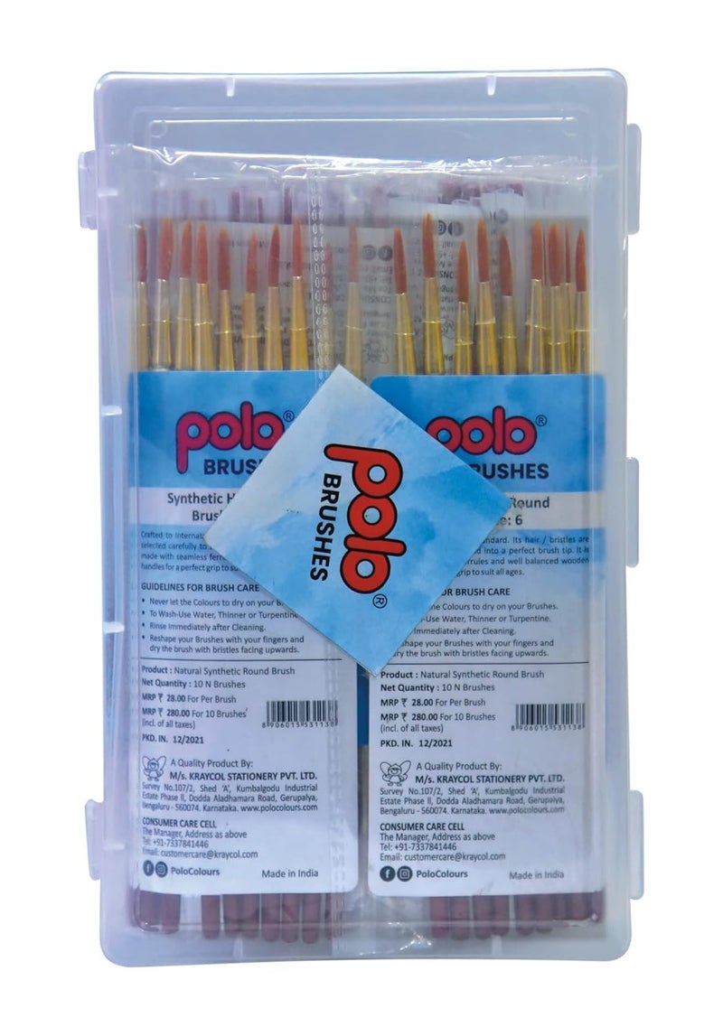 POLO فرش دائرية من الشعر الصناعي | عبوة 5 من 10 | مجموعة فرش رسم احترافية للتفاصيل الدقيقة للفنانين - Image 2