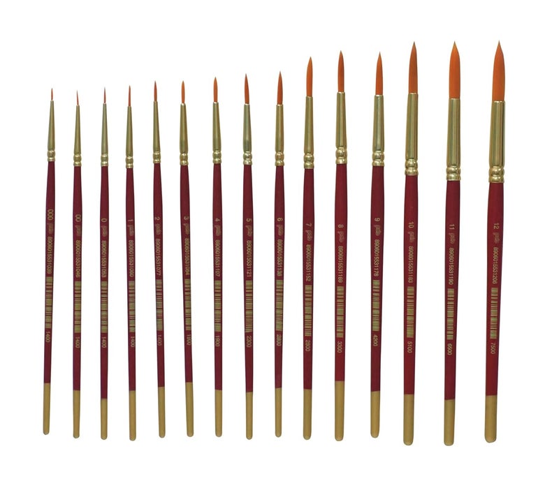 POLO فرش دائرية من الشعر الصناعي | عبوة 5 من 10 | مجموعة فرش رسم احترافية للتفاصيل الدقيقة للفنانين - Image 1