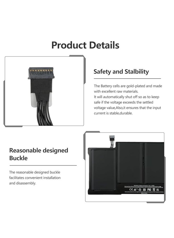 Terabyte Compatible 7.6 V/55 Wh A1496 Laptop Battery for MacBook Air 13 Inch A1369 (Late 2010 Mid 2011) A1466 (Mid 2012 2013 Early 2014 2015 2017) A1405 A1377 MC965LL/A MC965LL/A MC966 6 MD231 MD760 MD761 - Image 4