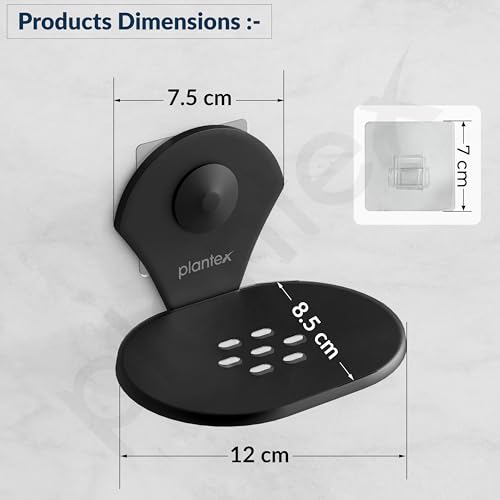 Plantex Royal Self Adhesive Stainless Steel Soap Holder for Bathroom/Soap Dish/Soap Stand/Bathroom Accessories - (Black) - Image 4