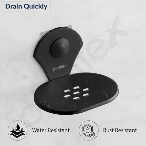 Plantex Royal Self Adhesive Stainless Steel Soap Holder for Bathroom/Soap Dish/Soap Stand/Bathroom Accessories - (Black) - Image 3