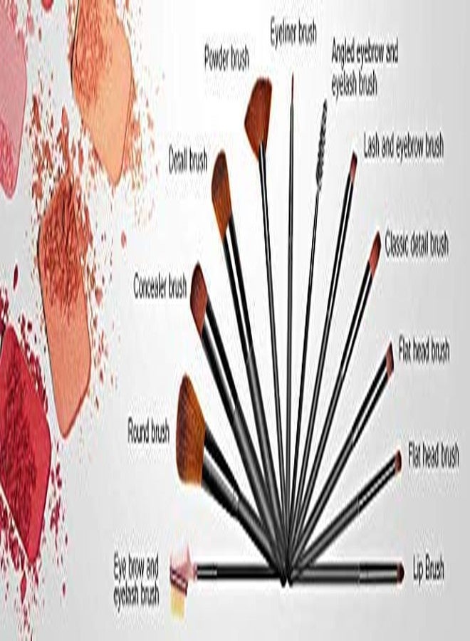 DATNASAYAD Makeup Brushes With Case For Foundation Eyeshadow Eyebrow Eyeliner Blush Powder Concealer Contour, (Black) - 12 Pieces - Image 2