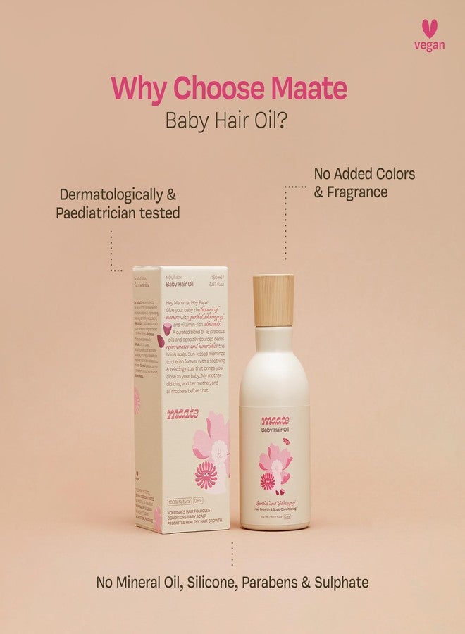 MAATE Baby Hair Massage Oil Baby Hair Growth and Scalp Conditioning Using Traditional Ayurvedic Methods, Cream, 150ml - Image 4