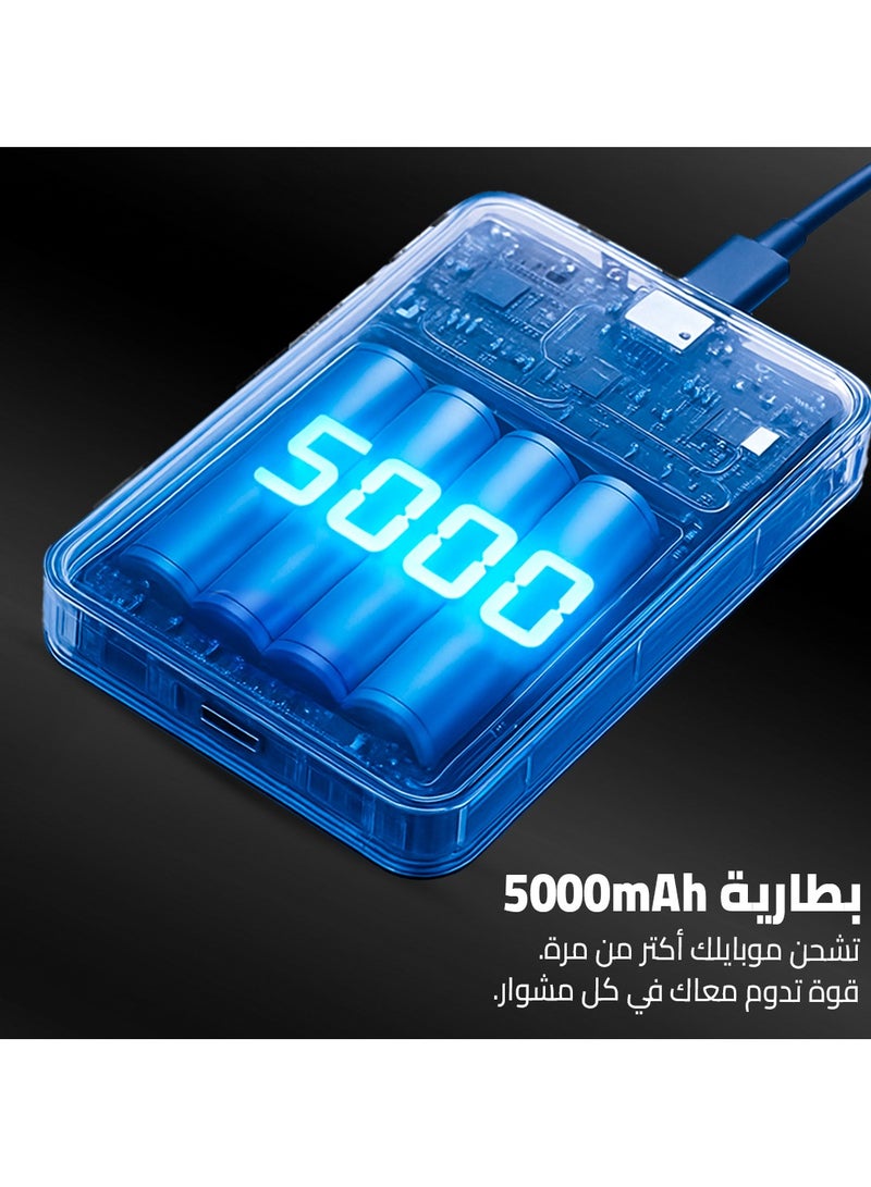 cardoO Power Bank 5000mAh – Slim & Portable – Fast USB-C PD Charging – Universal Compatibility – Silver - Image 3