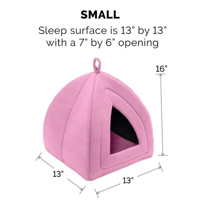 Furhaven Cat Bed Cave for Indoor Cats & Small Dogs, Washable & Foldable w/ Removable Cushion - Polar Fleece Pet Tent - Cotton Candy Pink, Small - Image 2
