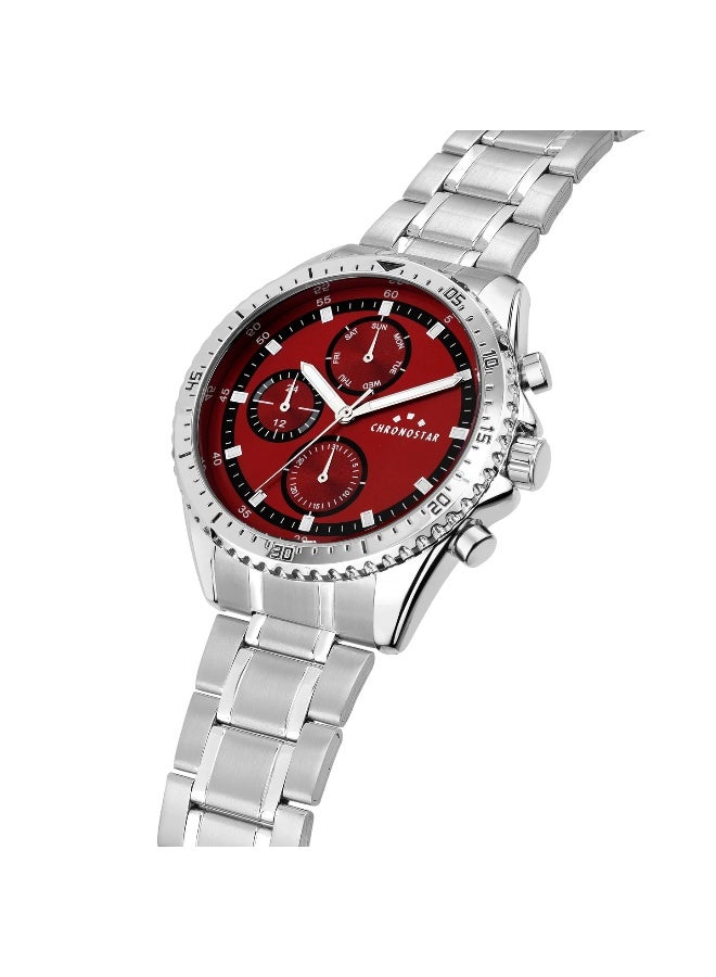 Chronostar Men's Multicolour Round Chronograph Dial with Silver Stainless Steel Band Watch - 43.5mm - R3753311003 - Image 2