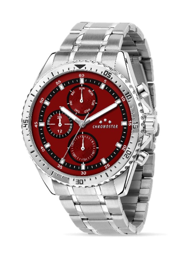 Chronostar Men's Multicolour Round Chronograph Dial with Silver Stainless Steel Band Watch - 43.5mm - R3753311003 - Image 1