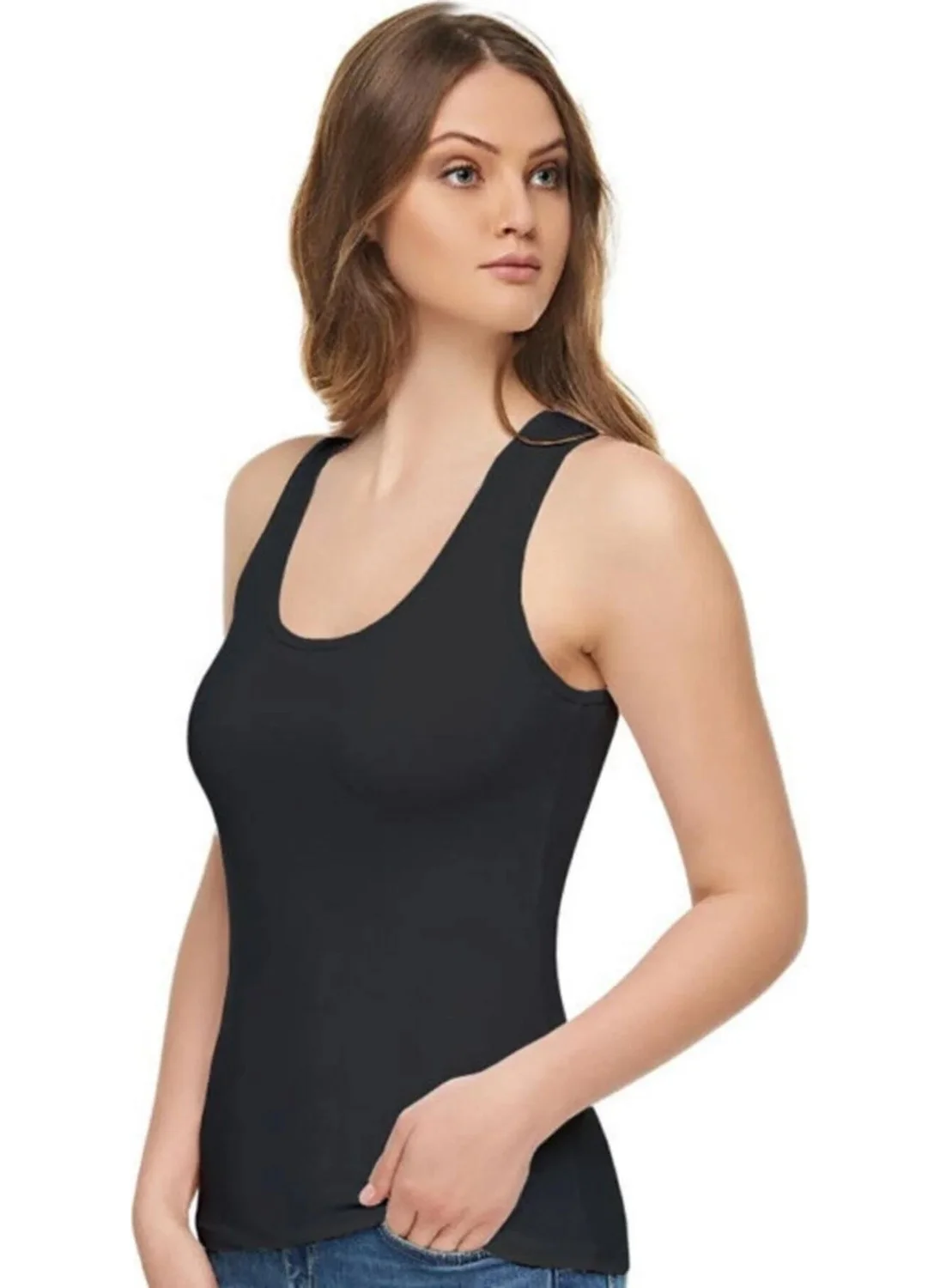 Tutku Elit Women's Modal Lycra Wide Strap Undershirt 2002 - 6 Pieces