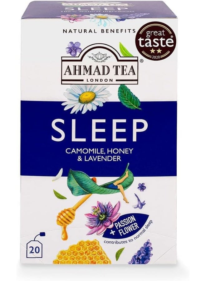 Ahmad Tea Sleep Tea Bags with Chamomile, Honey & Lavender - 20 Count - Image 1