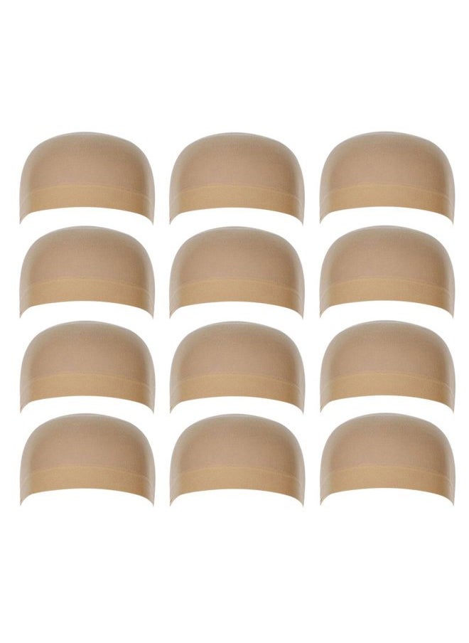 OMORFIEER - 12 Pack Nylon Wig Caps for Women and Men Elastic Stretchy Close End Stocking Wig Caps Neutral Nude Beige - Image 1