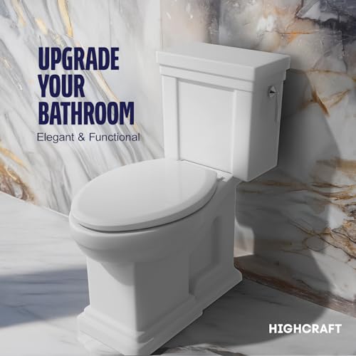 HIGHCRAFT Premium Elongated Toilet Seat with SlowClose Design Adjustable Hinges Quick Removal Mechanism Plastic Toilet Seat Fits Standard Elongated Toilets Oval Toilet Seat in White - Image 3