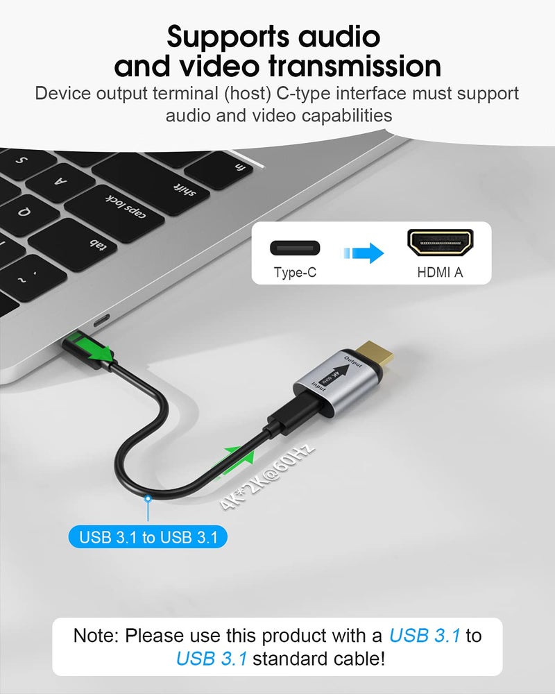 ELUTENG USB C to HDMI Adapter (Not USB to HDMI) Female to Male Converter Uni-Directional USBC/Thunderbolt 3 to HDMI 2.0 Adapter 4K@60Hz Source to Display Connector - Image 3