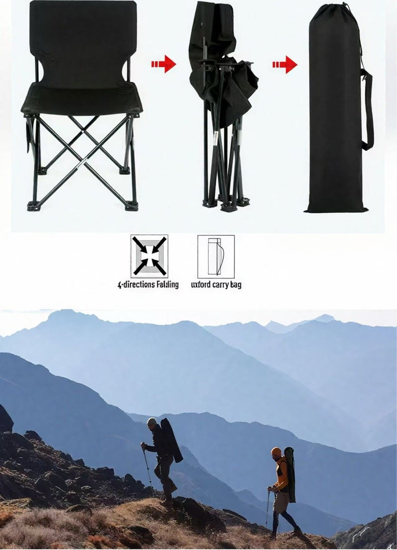 HPMY 2-in-1 Folding Camping Chair – Lightweight, Compact u0026 Portable with Storage Bag and Side Pocket – for Outdoor Camping, Beach, Lawn, Sports – Folded Size: 51cm × 36cm × 8cm (Black) - Image 2