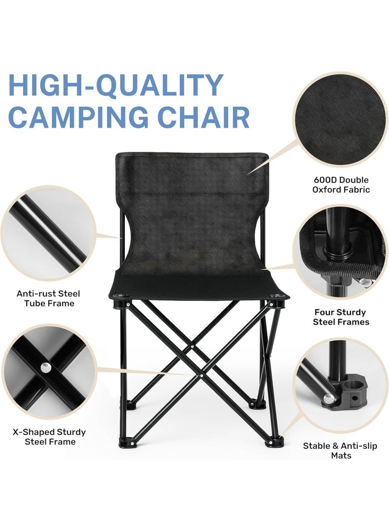 HPMY 2-in-1 Folding Camping Chair – Lightweight, Compact u0026 Portable with Storage Bag and Side Pocket – for Outdoor Camping, Beach, Lawn, Sports – Folded Size: 51cm × 36cm × 8cm (Black) - Image 4