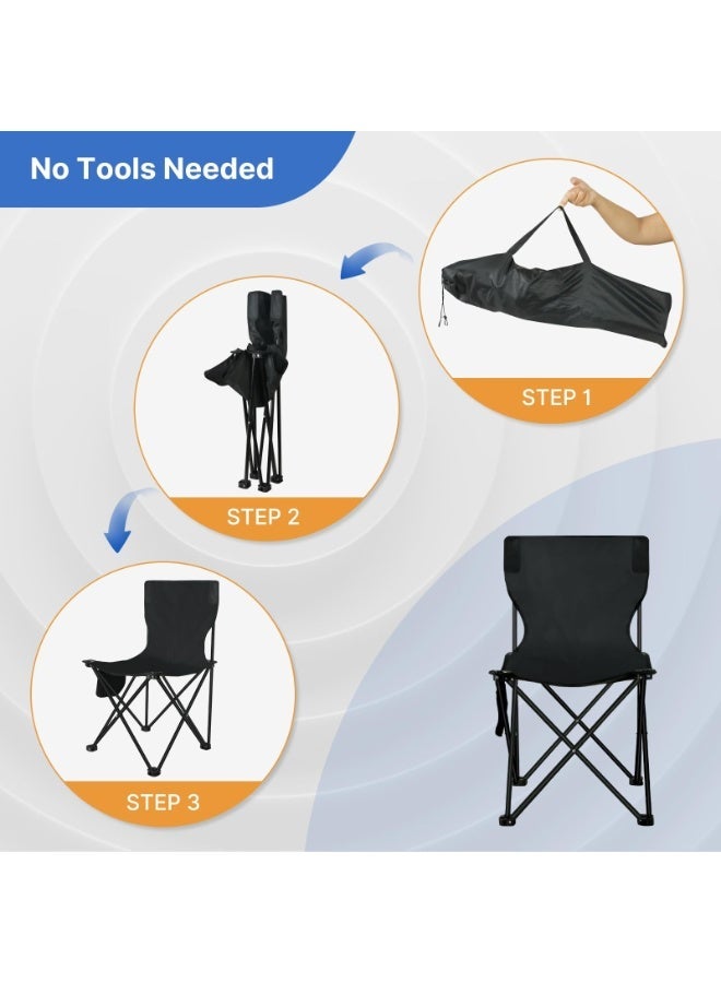 HPMY 2-in-1 Folding Camping Chair – Lightweight, Compact u0026 Portable with Storage Bag and Side Pocket – for Outdoor Camping, Beach, Lawn, Sports – Folded Size: 51cm × 36cm × 8cm (Black) - Image 5
