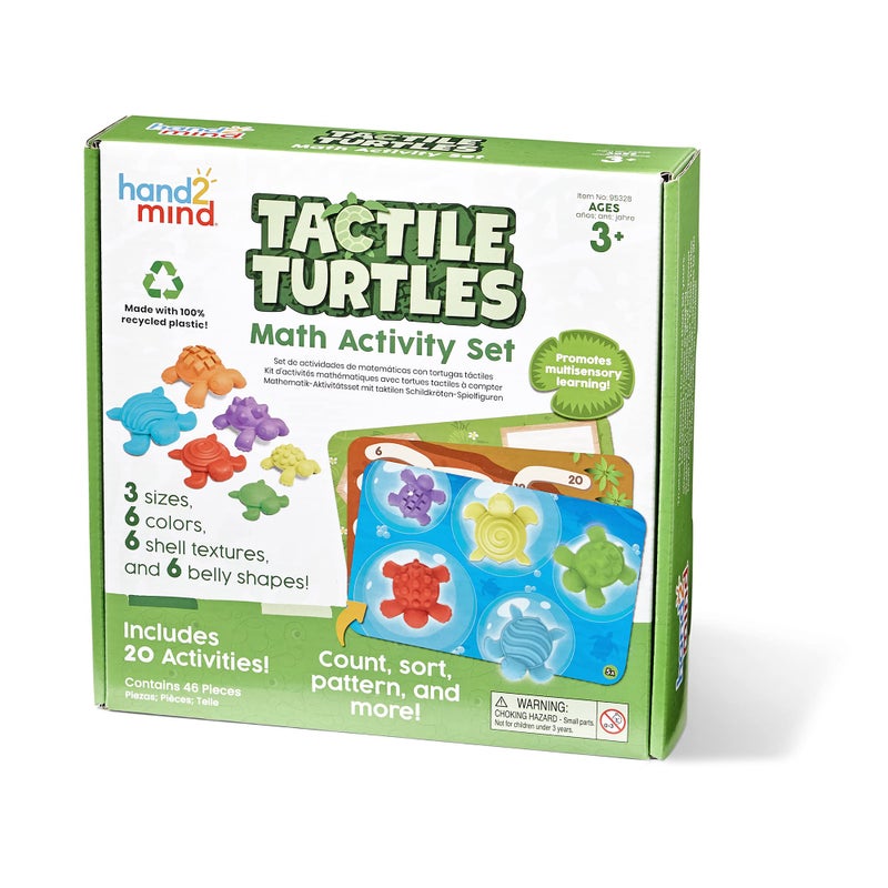hand2mind Tactile Turtles Math Activity Set, Toddler Numbers and Counting, Math Counters for Kids, Color Sorting Toys, Sensory Turtle Game, Preschool Learning Activities, Montessori Math Materials - Image 1