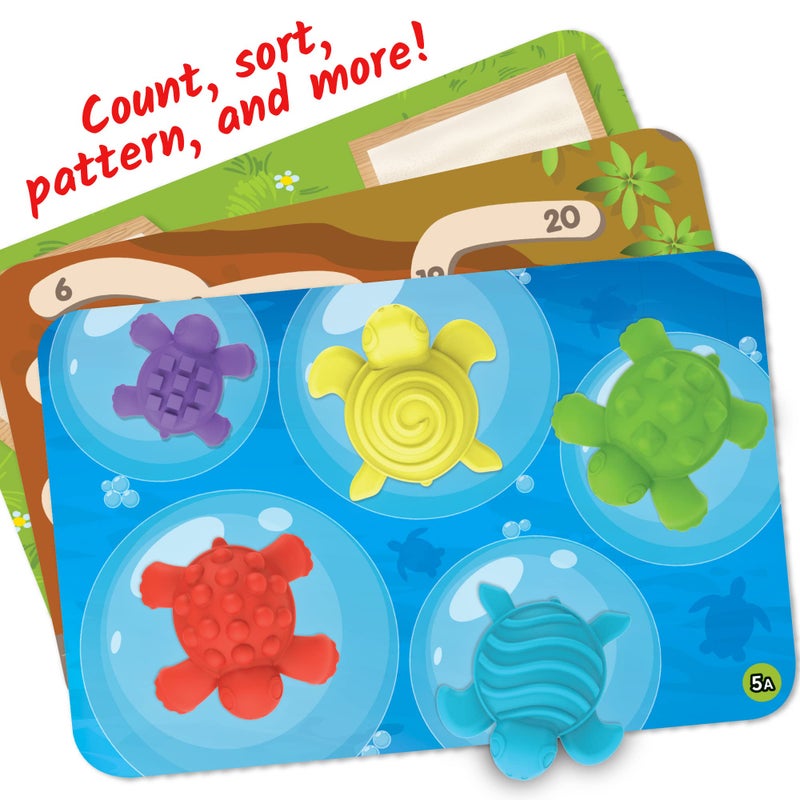 hand2mind Tactile Turtles Math Activity Set, Toddler Numbers and Counting, Math Counters for Kids, Color Sorting Toys, Sensory Turtle Game, Preschool Learning Activities, Montessori Math Materials - Image 2