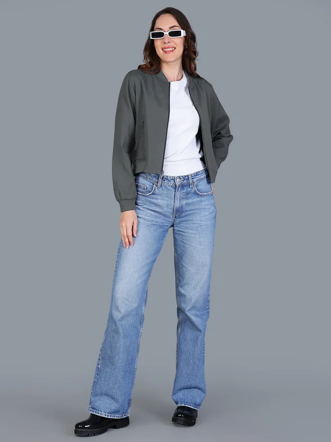 فورت كولينز جاكيت بومبر قصير نسائي رمادي فورت كولينز