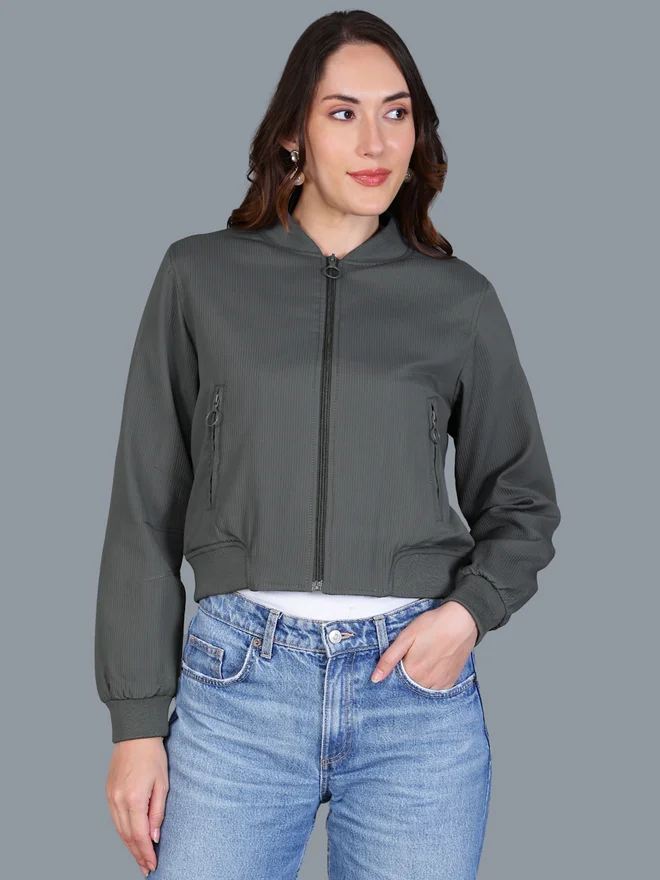 فورت كولينز جاكيت بومبر قصير نسائي رمادي فورت كولينز