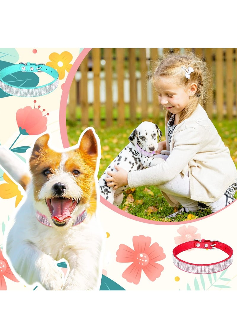 SYOSI - Rhinestone Dog Collar 6PCS Adjustable Leather Diamond Bling Dog Collars Pet Cat Collar Sparkling Soft Colorful Neck Collar for Puppy Small Medium and Large Dog - Image 1