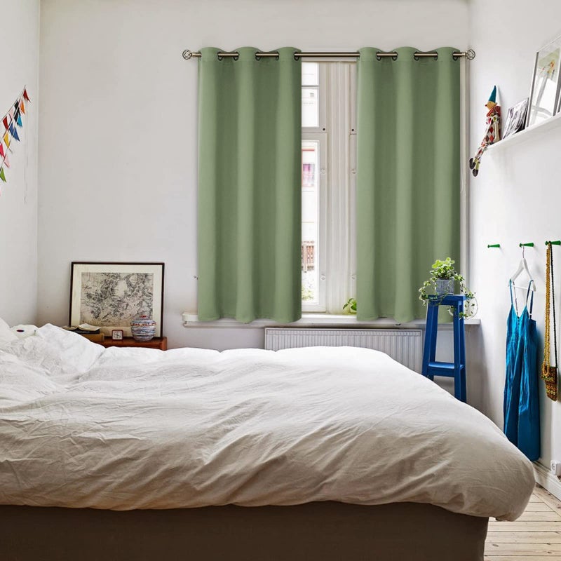 BGment Bgress Room الستائر الستائر 45 بوصة - الستائر الحرارية المعزولة الحرارية ستائر معالجة النافذة لغرفة النوم 2 لوحات 38 × 45 بوصة خضراء - Image 2