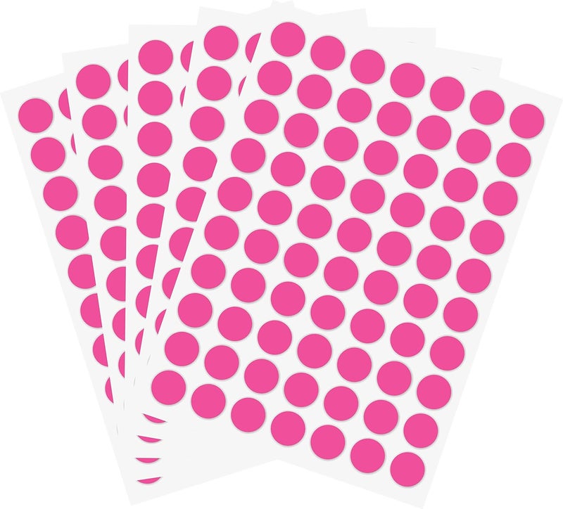 PARLAIM 1050 PCS 3/4 Inch Round Color-Code Dot Stickers, Fluorescent Pink Circle Stickers for Classroom, Office - Image 1