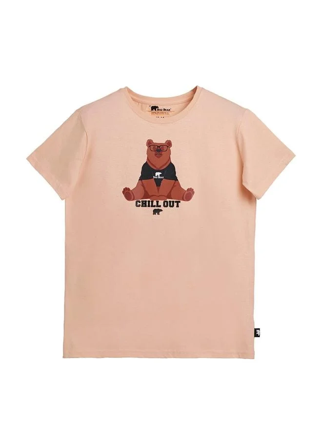 Bad Bear Caleb Pink Printed Children's T‑shirt.