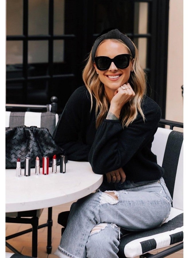 ووفوووفو عصابات رأس معقودة، طوق شعر نسائي عصري من قماش الدنيم غير قابل للانزلاق، إكسسوارات شعر سميكة للبنات بعقدة علوية - Image 2