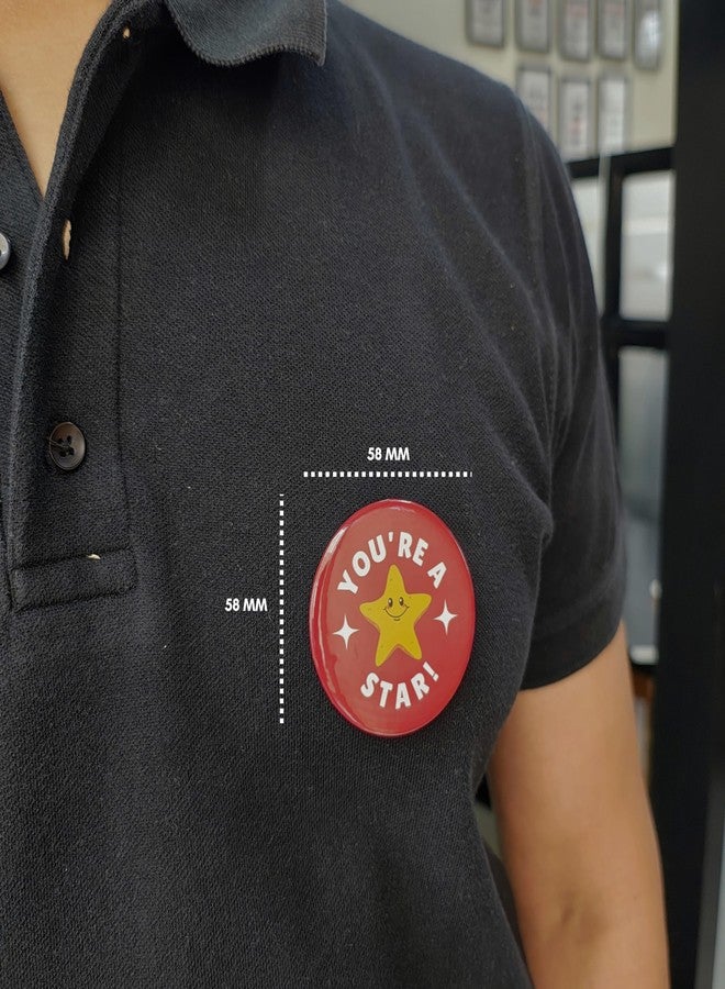 Gogirgit Appreciation Badges for Friends Coworkers Teachers Students | Cute Star Token Positive Pin Gift | 58mm Button Badge | Pack of 8 (You are a star) - Image 5