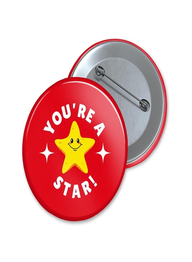 Gogirgit Appreciation Badges for Friends Coworkers Teachers Students | Cute Star Token Positive Pin Gift | 58mm Button Badge | Pack of 8 (You are a star) - Image 1
