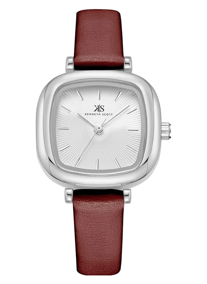 KENNETH SCOTT Kenneth Scott K22525-SLDW Women's Analog Display Watch & Polyurethane Strap Silver