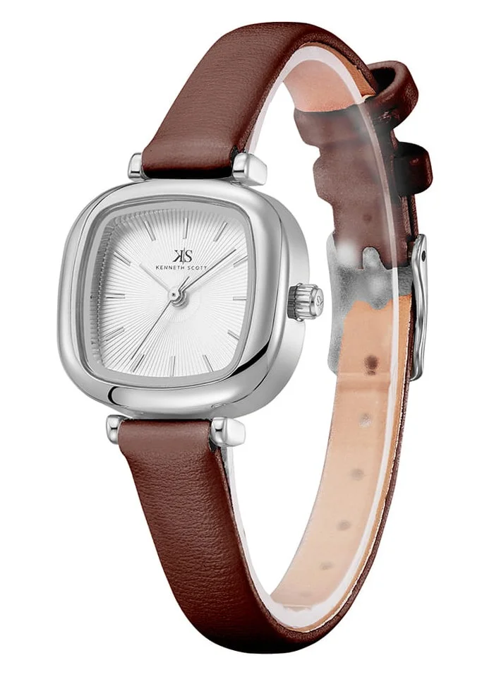 KENNETH SCOTT Kenneth Scott K22525-SLDW Women's Analog Display Watch & Polyurethane Strap Silver