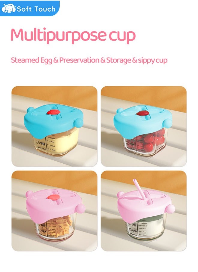 Soft Touch Baby Bullet Jars With Lids Food Box Silicone Straw Cup Portable Transparent Glass Sippy Cup  - Image 4